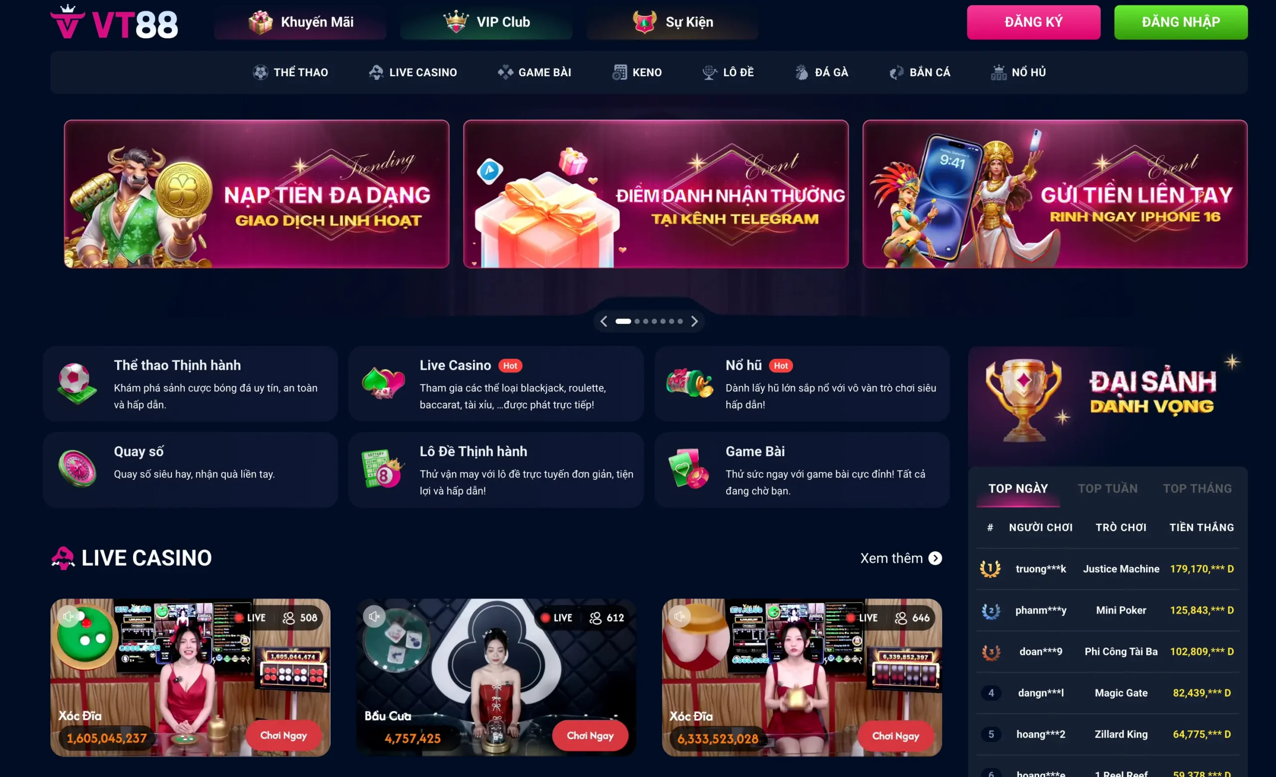 Truy cập trang chủ VT88