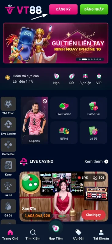 Đăng ký Vt88 di động